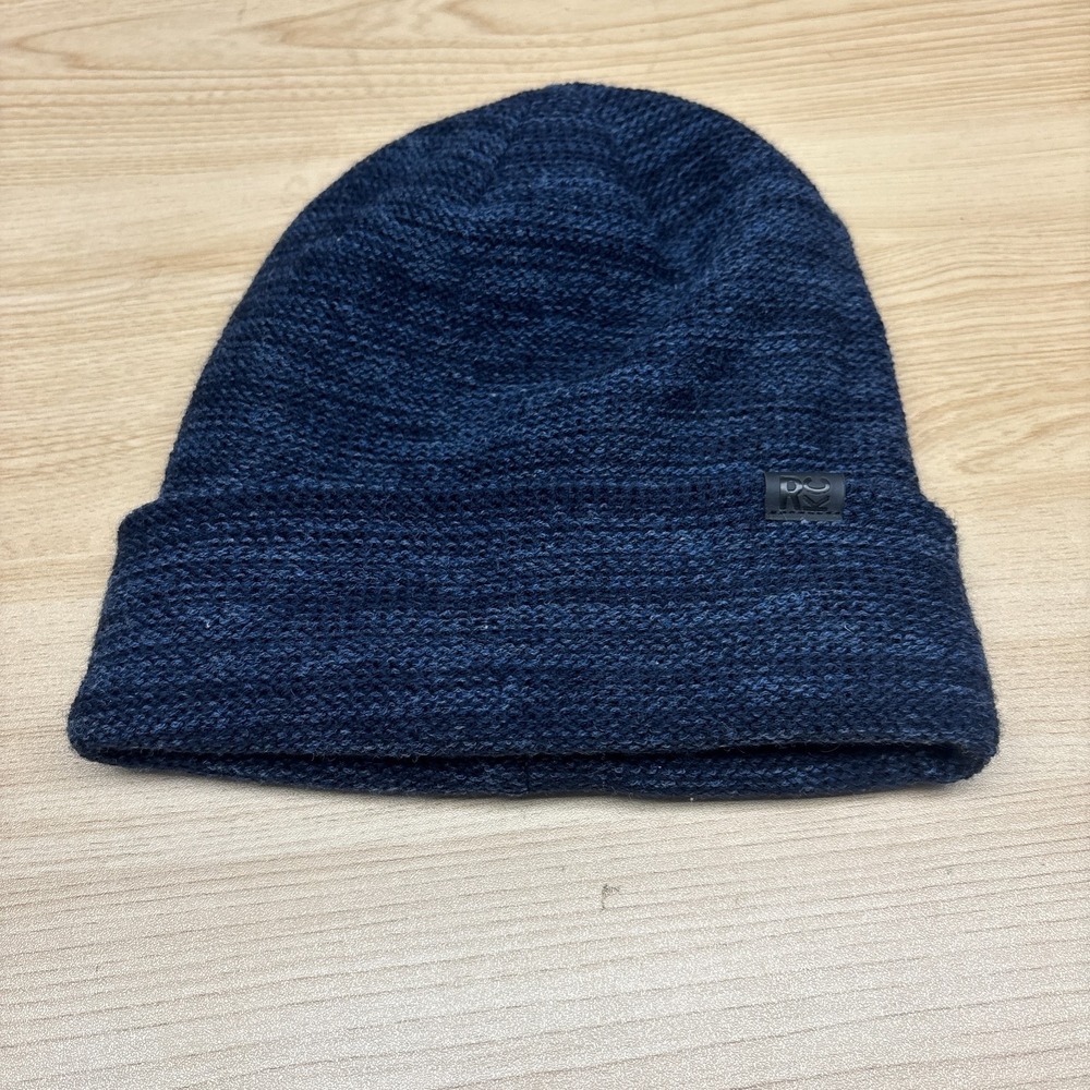 Kenneth Cole Reaction Hat Beanie Mens One Size Blue Cuffed Knit Fur Lined